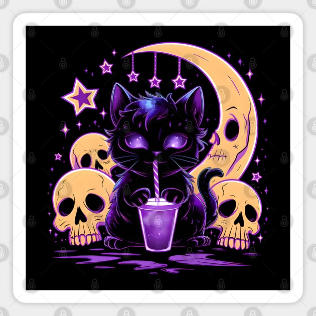 Cute Spooky Kawaii Cat Magnet by MakerMind8.2